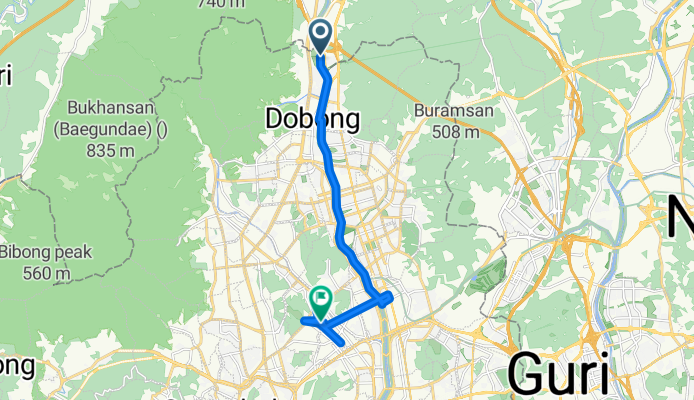 도봉동 1-93, 서울특별시 to 장위동 193-2, 서울특별시