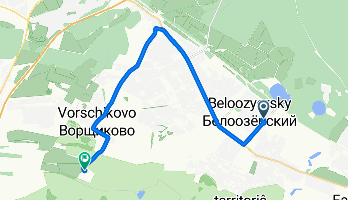 От Молодежная улица 7, Белоозёрский до Неизвестная Дорога
