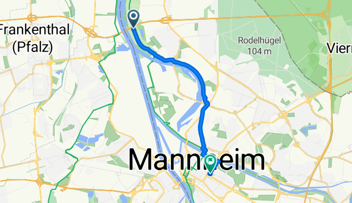 Route nach Mannheim