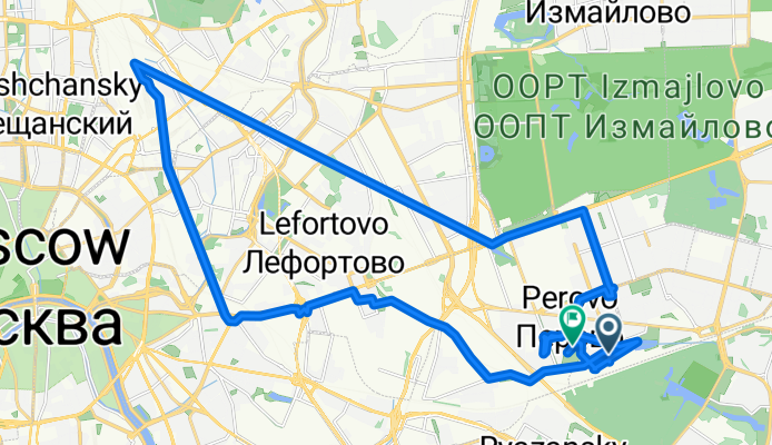 От Кусковская улица 20-а, корп. г, Москва до улица Лазо 7с4, Москва