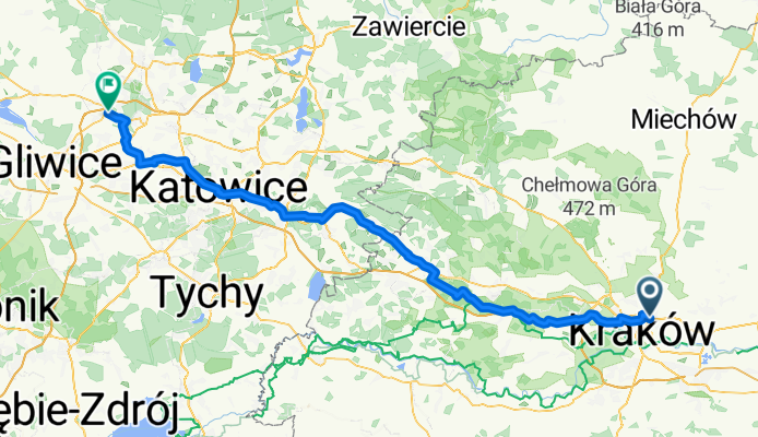 Kraków - Katowice - Zabrze bocznymi drogami