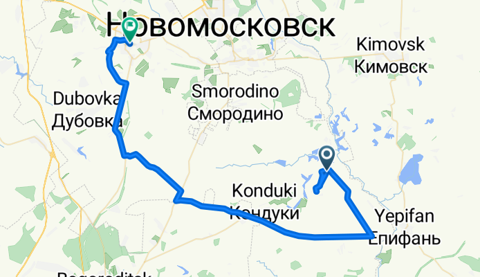 От Неизвестная Дорога до улица Первомайская 12, Узловая