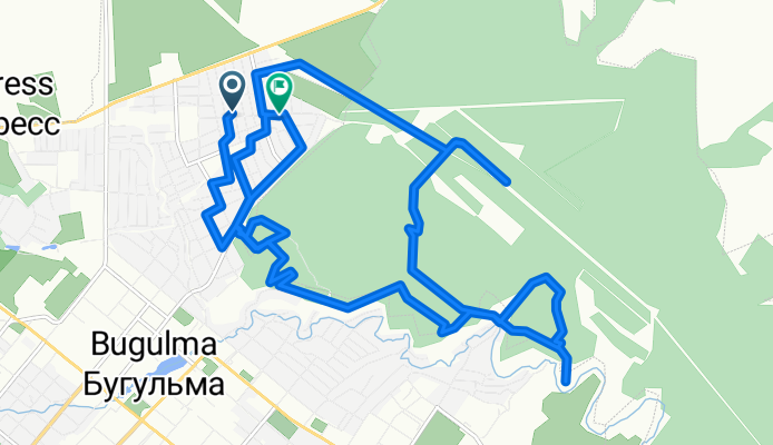 От Международная улица 16, Бугульма до Международная улица 29, Бугульма