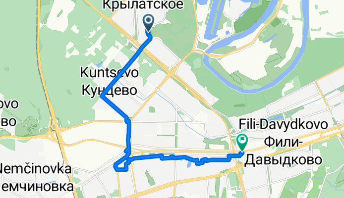 маршрут из улица Крылатские Холмы 21, Москва