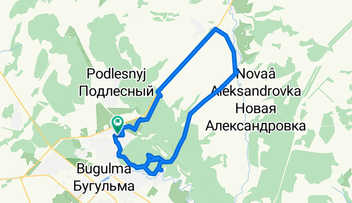 От Международная улица 12, Бугульма до Международная улица 16, Бугульма