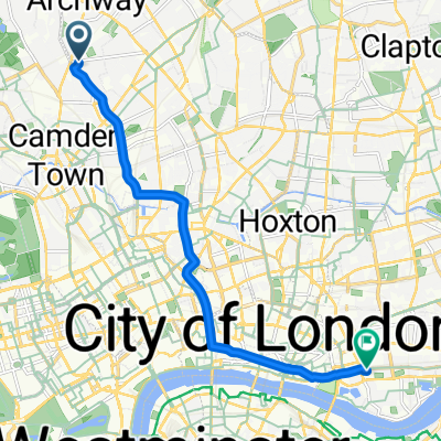 23 Southcote Road, London to 1 Wiltons Music Hall, Graces Alley, London