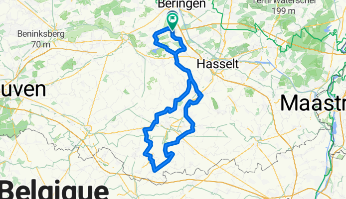 Route vanuit P-R Lummen 100km - 450hm