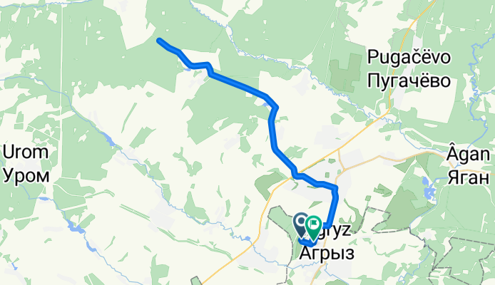 От улица Энергетиков 36, Агрыз до улица Островского 80, Агрыз