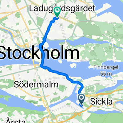 Sickla Kanalgata, Stockholm to Östermalmsgatan, Stockholm