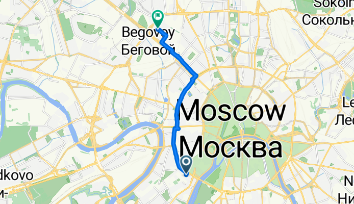 От Зубовский бульвар 21-23, стр. 1, Москва до улица Расковой 14, Москва