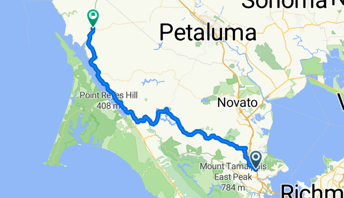 Bike Rte 5, San Rafael to CA-1, Tomales