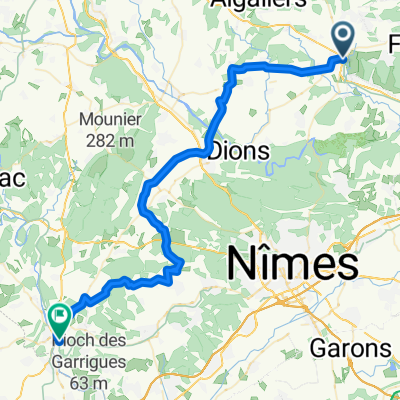 Rue de la Grande Bourgade, Uzès nach Avenue de la Gare, Sommières