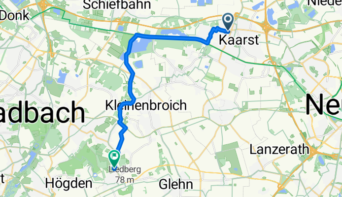 Jahnstraße, Kaarst nach Wasserweg, Korschenbroich