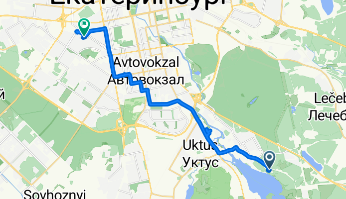 Рощинская улица, Екатеринбург до Посадская улица, Екатеринбург