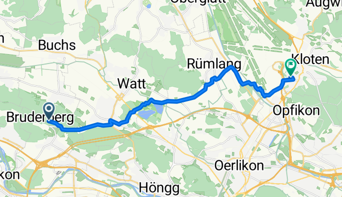 Bruederbergstrasse, Weiningen ZH nach Neubrunnenstrasse, Kloten