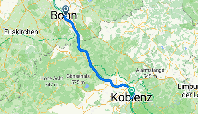 Friedrich-Breuer-Straße, Bonn nach Jesuitengasse, Koblenz