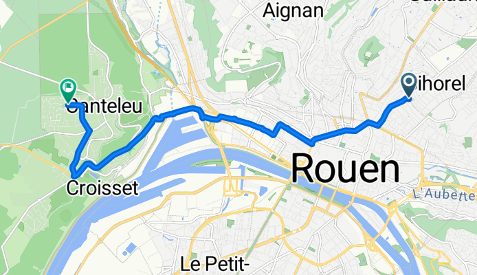 Rue Quesney, Rouen à Rue de la Béguinière, Canteleu