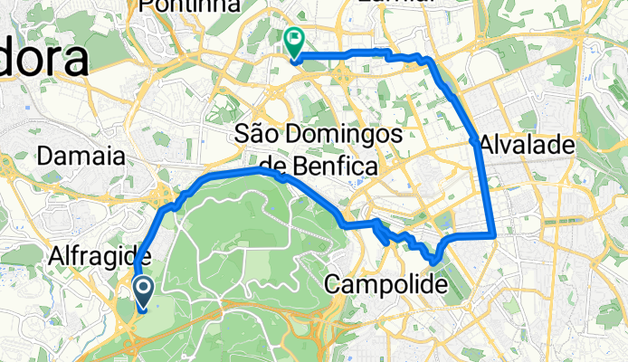 Benfica, Lisboa to Rua Cons José Silvestre Ribeiro, Lisboa