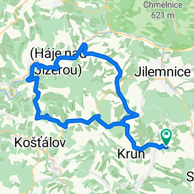 Roztoky-Kruh-Kundratice-Valdice-Bystrá-Loukov-Dolní Sytová-Peřimov-Mříčná-Kruh-Roztoky