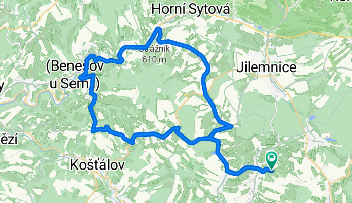 Roztoky-Kruh-Kundratice-Valdice-Bystrá-Loukov-Dolní Sytová-Peřimov-Mříčná-Kruh-Roztoky