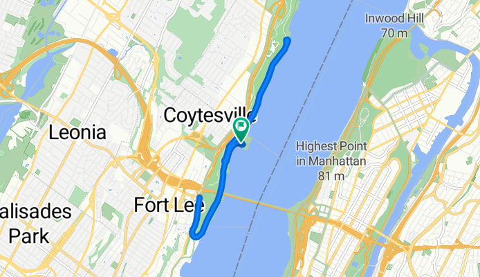 E of Hudson Terr, Fort Lee to E of Hudson Terr, Fort Lee