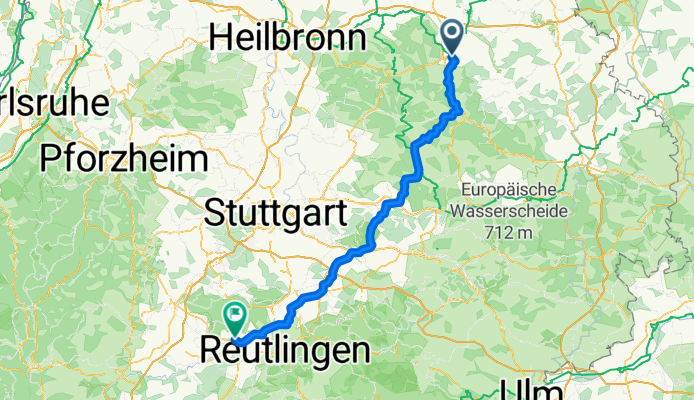 Route nach Tübingen