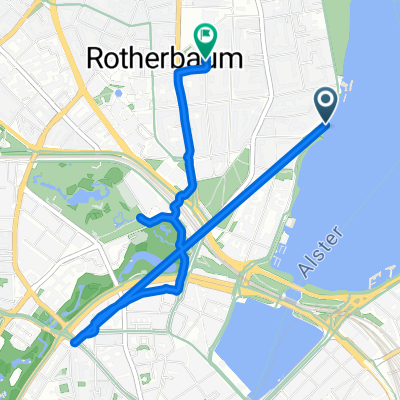 Alsterufer, Hamburg nach Feldbrunnenstraße, Hamburg