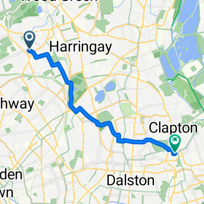 Middle Lane, London to Clarence Place, London