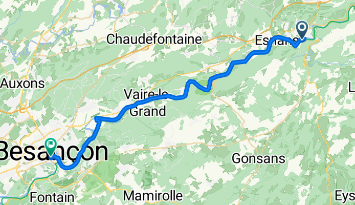 Le Quai du Canal, Baume-les-Dames nach Rue Mégevand, Besançon