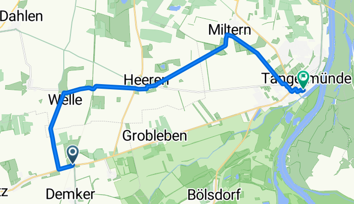 Am Bahnhof, Tangerhütte nach Lange Fischerstraße, Tangermünde