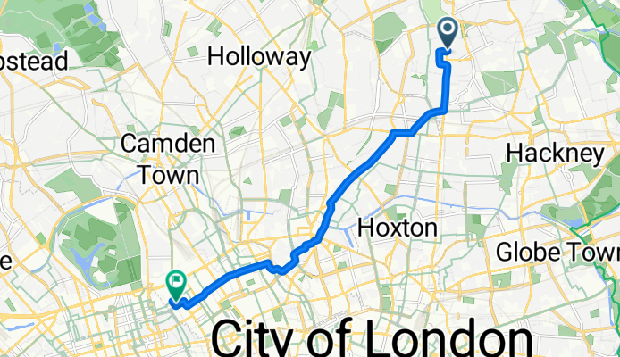 Stoke Newington High Street, London to Fitzroy Street, London