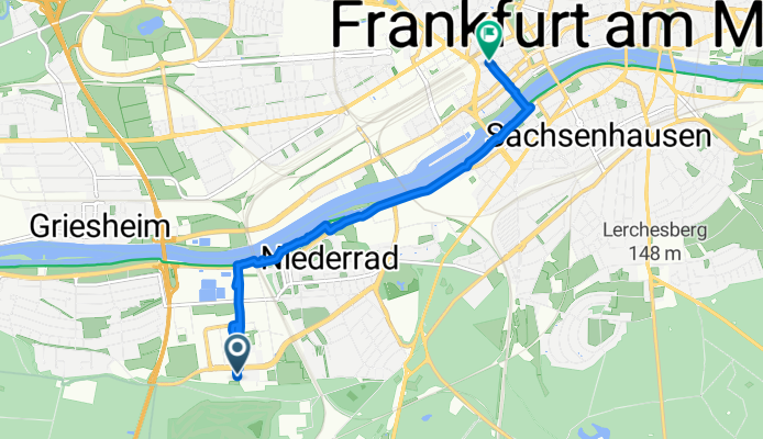 Lyoner Straße, Frankfurt am Main nach Moselstraße, Frankfurt am Main