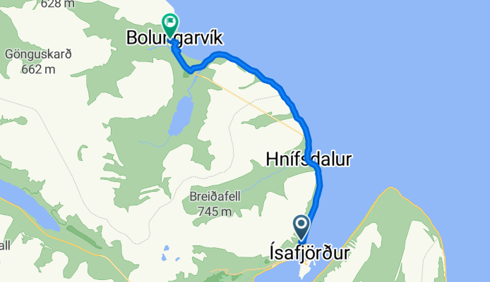 Urðarvegur, Ísafjörður to Traðarstígur, Bolungarvík