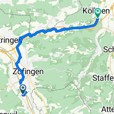 Talchenstrasse, Brittnau nach Obere Bahnstrasse, Kölliken