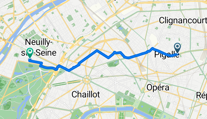 Boulevard Marguerite de Rochechouart, Paris à Rue Jacques Dulud, Neuilly-sur-Seine