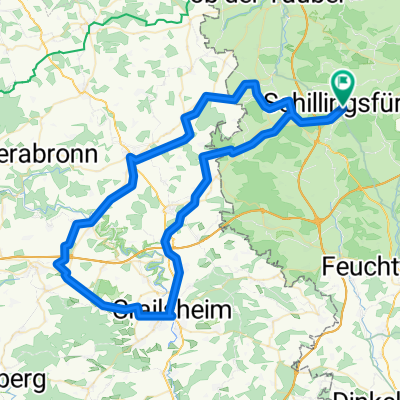 Route in Schillingsfürst Inzingen, Roth am See, Crailsheim, SChillingsfürst