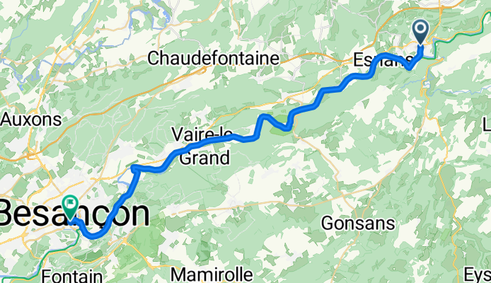 Rue du Stade, Baume-les-Dames nach Rue Mégevand, Besançon