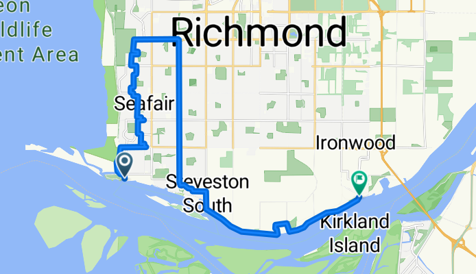 shell ave to steveston. 29.95 km total