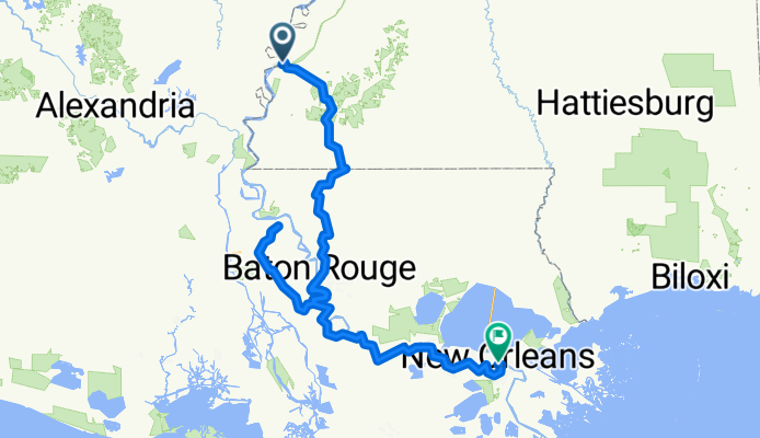 Route to Hi New Orleans Hostel