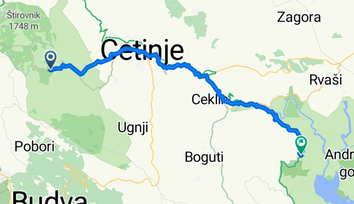 Cetinje - Lovćen, Cetinje to Rijeka Crnojevića - Virpazar, Rijeka Crnojevića