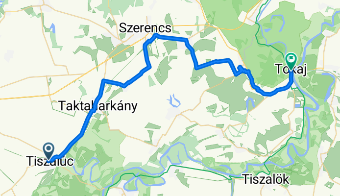 Petőfi utca, Tiszalúc to Rákóczi utca, Tokaj