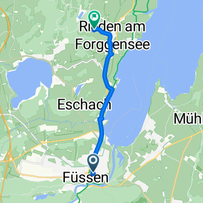Theresienstraße, Füssen a Hintere Schöne, Rieden am Forggensee