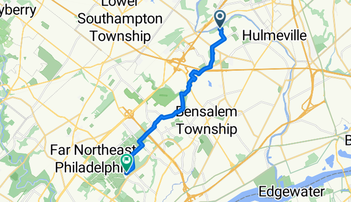 Neshaminy Valley Dr, Bensalem to Ashton Woodenbridge, Philadelphia