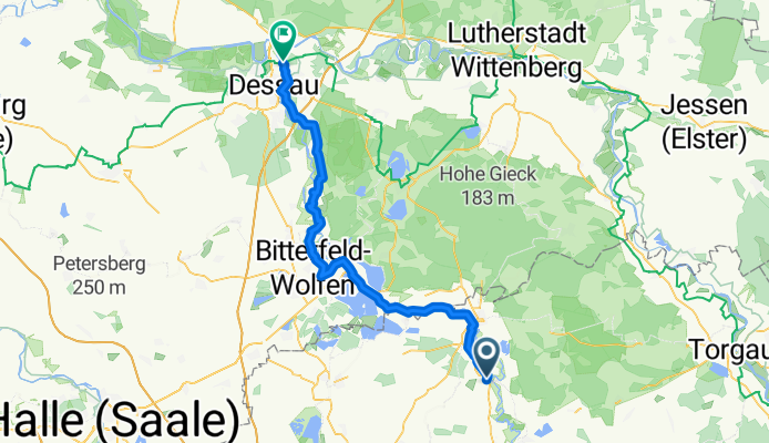 Tag 9a - Hohenprießnitz (Bad Düben) nach Dessau Jagdbrücke · 67km
