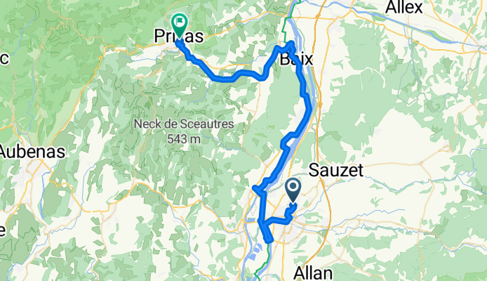 Monte nach Privas 110 km