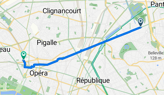 Avenue du Nouveau Conservatoire, Paris to Rue de Rome, Paris