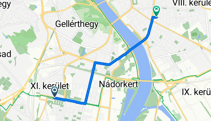 Route in Budapest