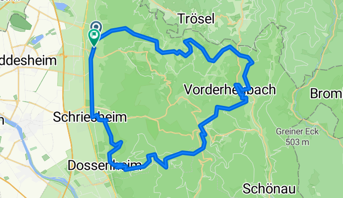 Route in Hirschberg an der Bergstraße