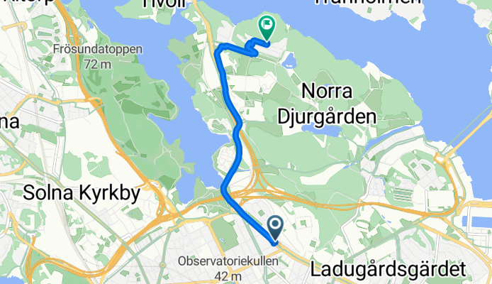 Valhallavägen, Stockholm to Forskarbacken, Stockholm