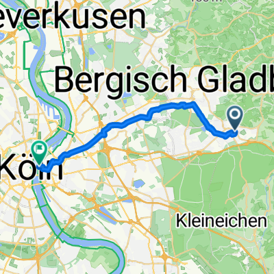 Overather Straße, Bergisch Gladbach nach Kennedy-Ufer, Köln